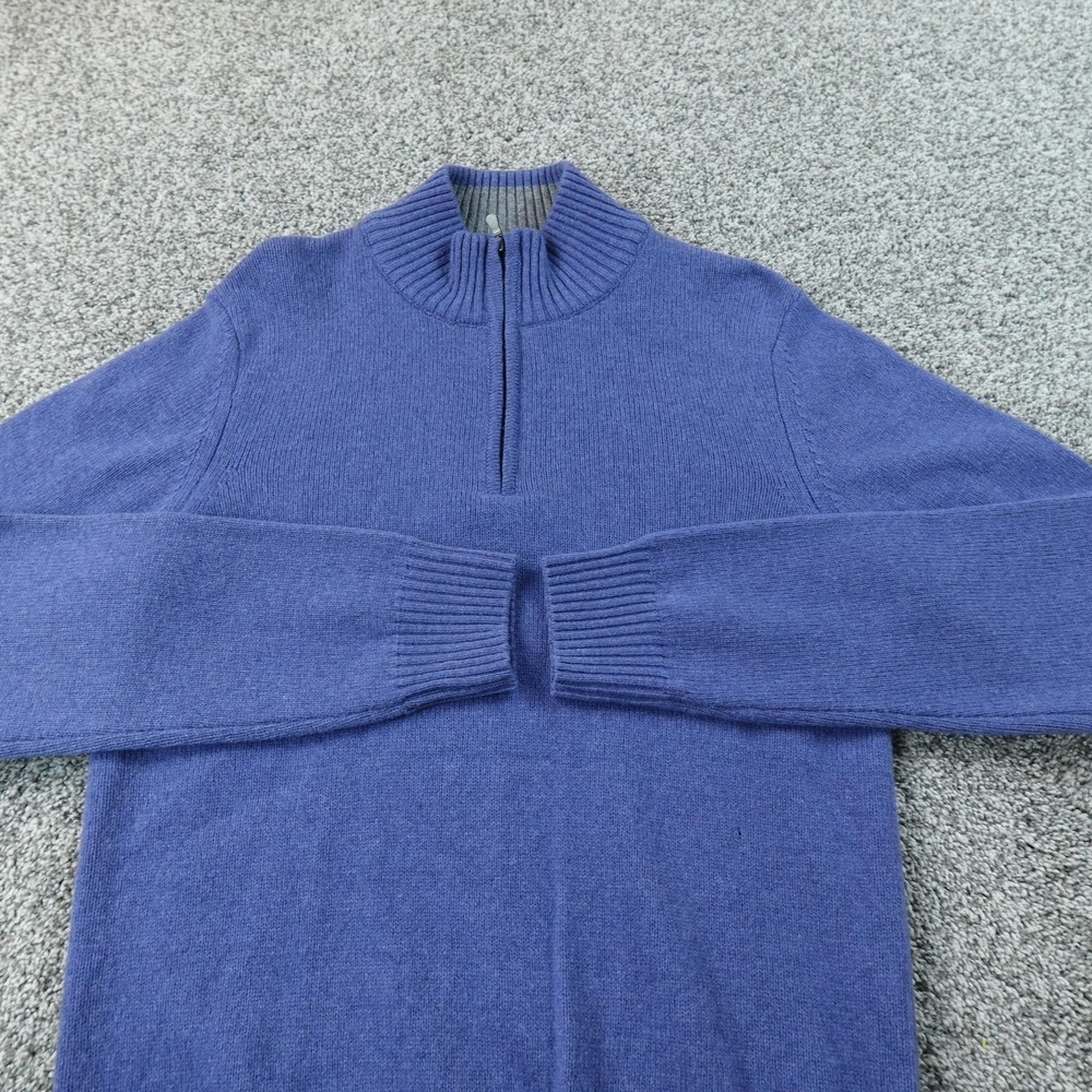 Giasone Sweater Mens M Blue Wool Cashmere 1/4 Zip Mock Neck Knit Pullover‎ Italy